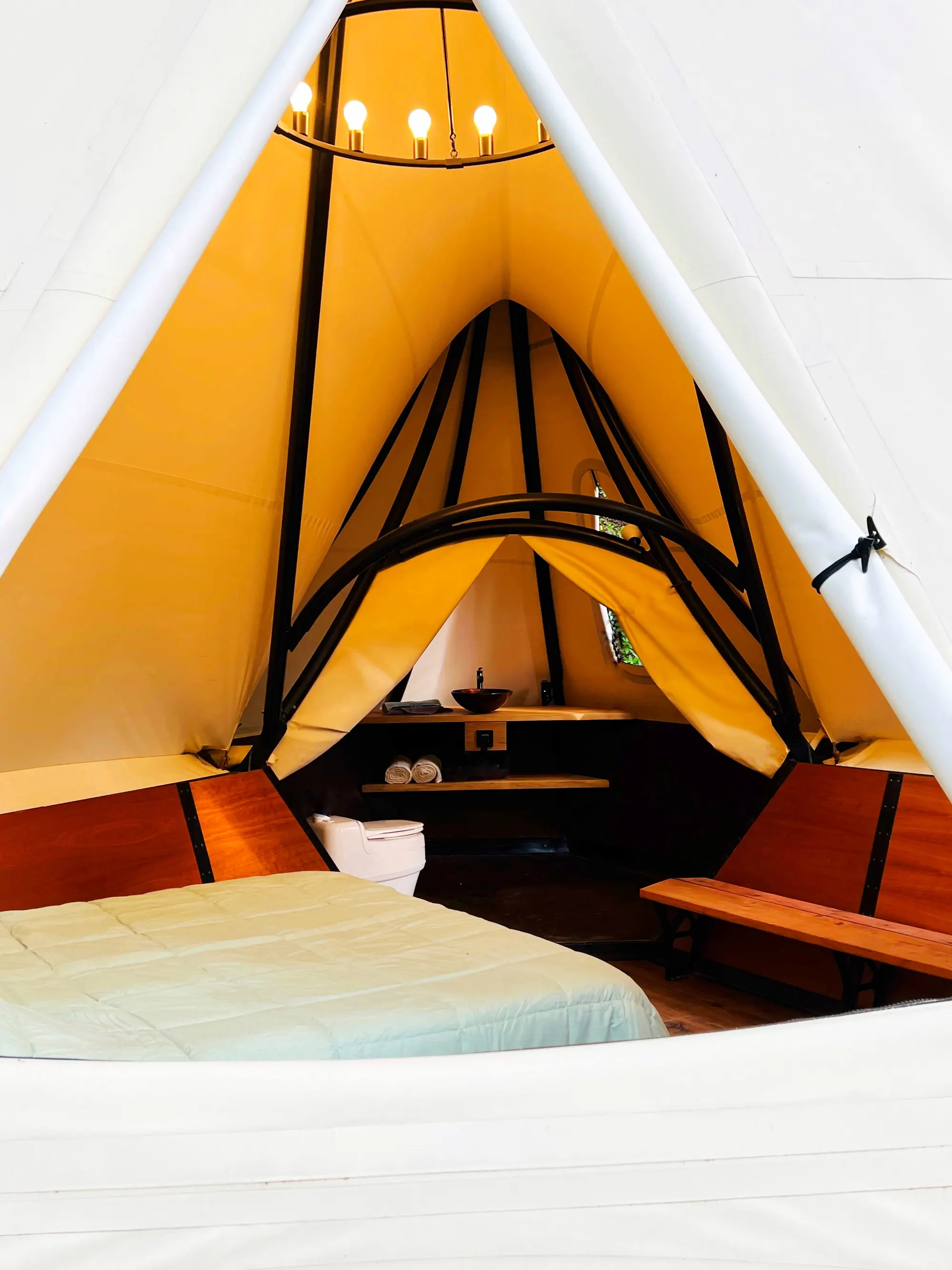 Steel meets wood meets candlelight.