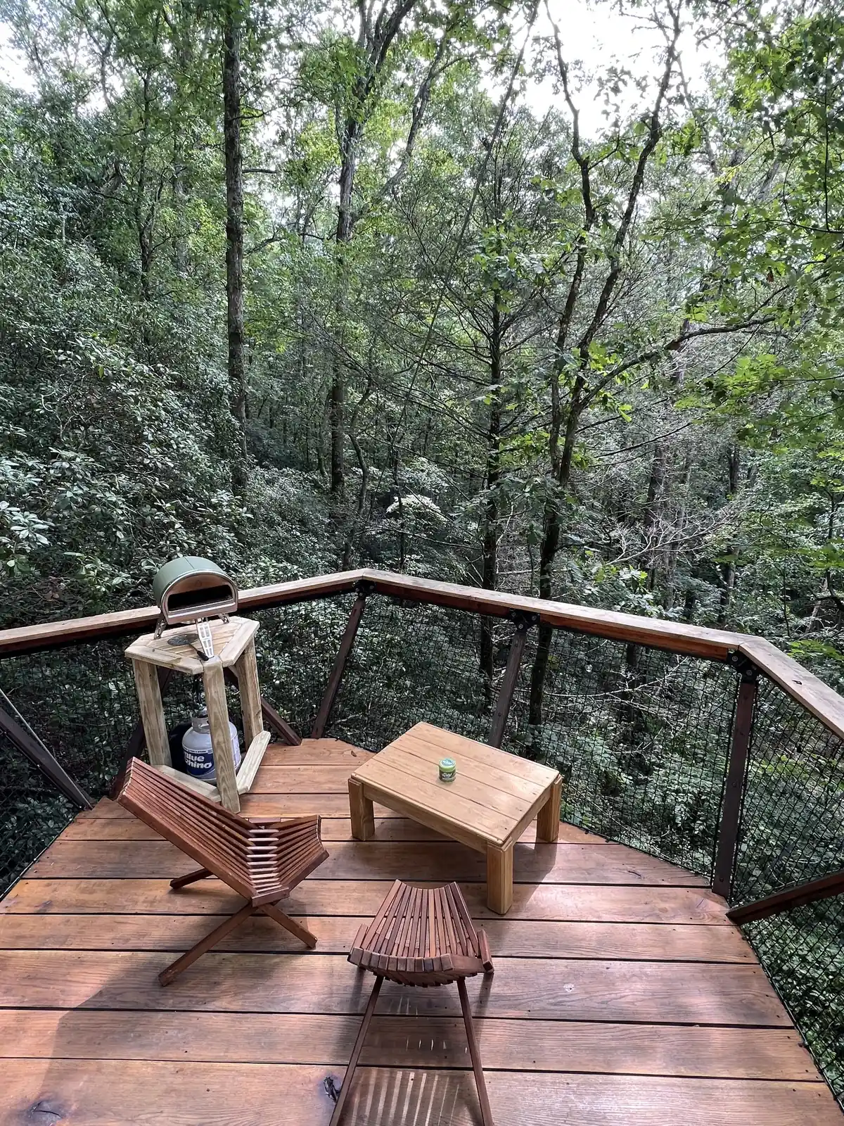 Treehouse deck at dusk